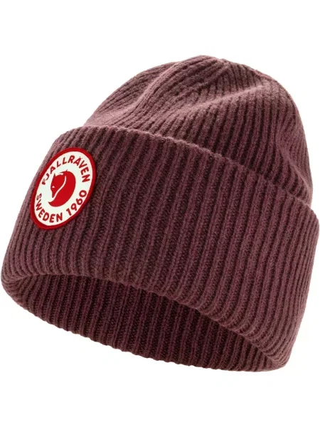 Vunena kapa Fjallraven Logo ljubičasta smeđa