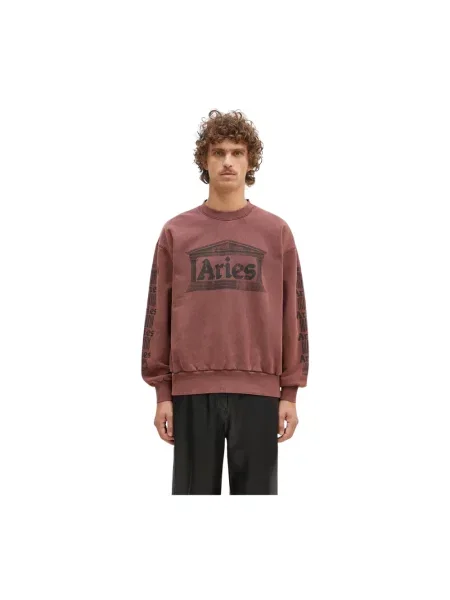 Aries bluza Aged Ancient Column Sweat brązowa
