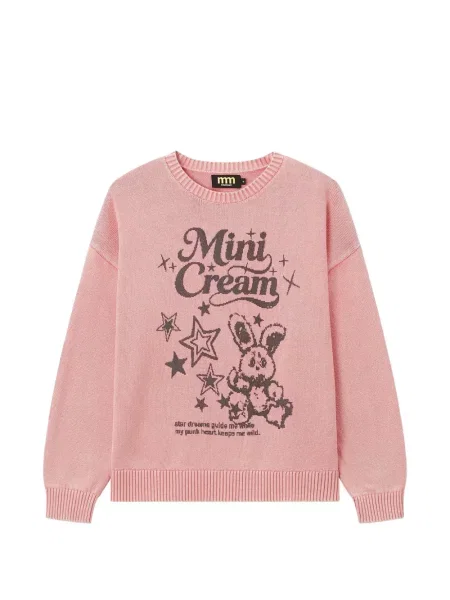 Pulover Mini Cream cu imagine roz