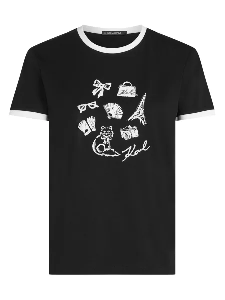 Karl Lagerfeld Tricou gri alb negru