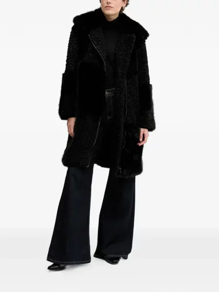 Palton de blană Dkny cu blană negru