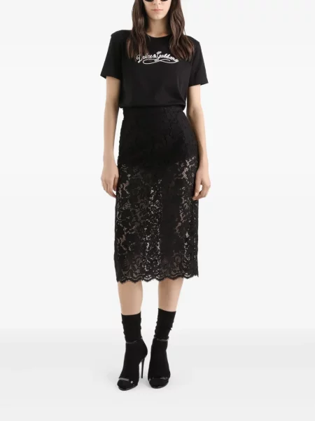 Μίντι φούστα Dolce & Gabbana με δαντέλα με μήκος μέχρι το γόνατο μαύρο