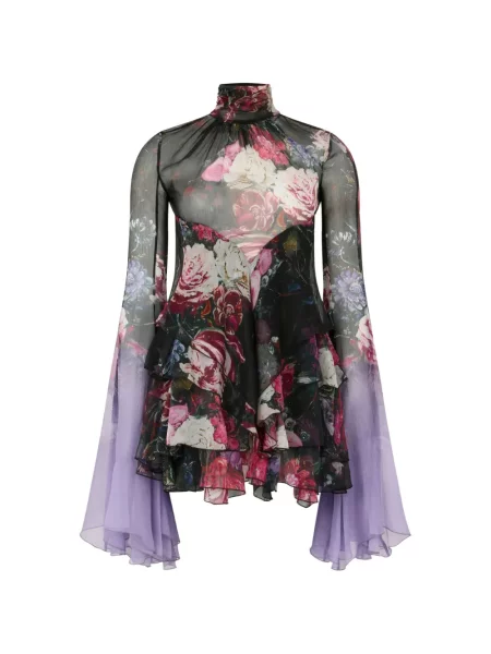 Rochie Roberto Cavalli cu model floral cu imagine negru