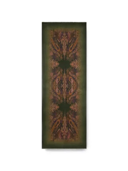 Fular Etro de lână cu imagine cu model paisley verde