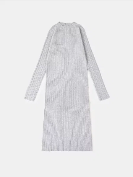 В’язана сукня в рубчик сірий