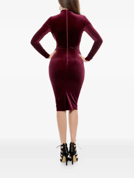 Rochie midi Roserry de catifea roșu