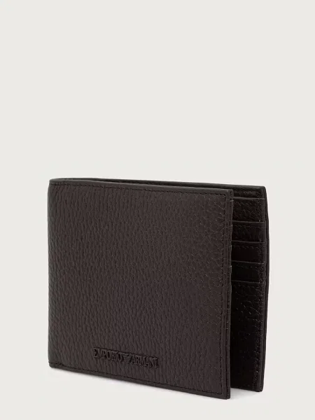 Emporio Armani komplet denarnice in obeska za ključe usnjeni rjava