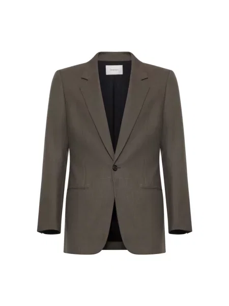 Marynarka Saint Laurent wełniana w kolorze melanż jednorzędowa brązowa