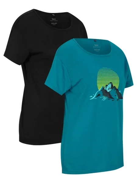 T-shirt sportowy szybko schnący 2 szt. niebieska