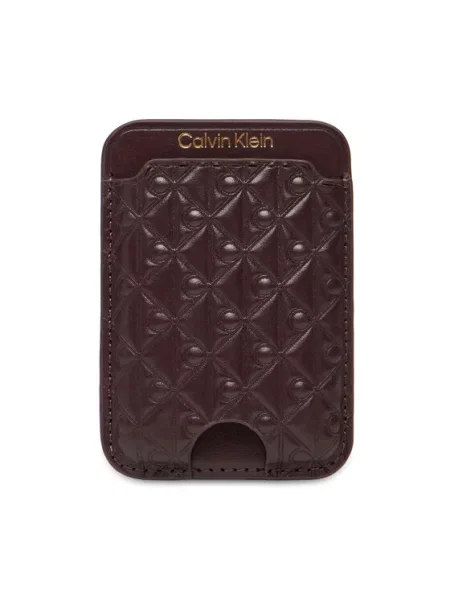 Calvin Klein Etui na karty kredytowe Aop Leather Magnetic Card Case bordowy