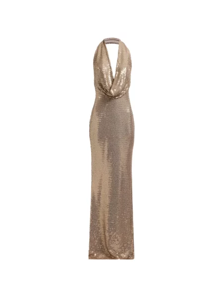 Rochie maxi Elie Saab cu paiete cu gât halter