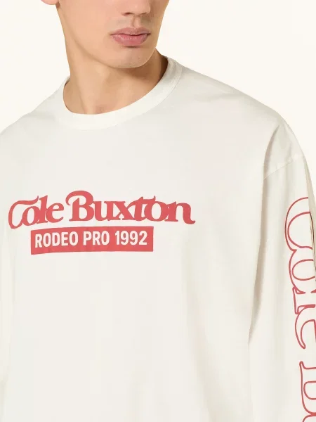 Cole Buxton Tričko S Dlouhým Rukávem Rodeo Pro krémová / tmavě červená