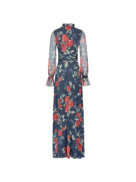 Rochie Markarian cu model floral cu imagine albastru