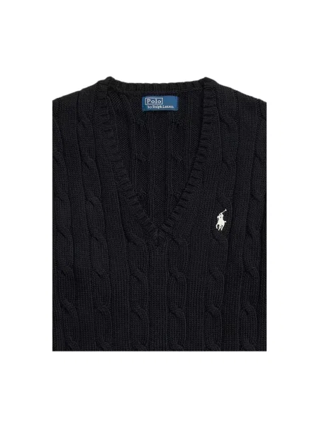 Polo Ralph Lauren Swetry Kobieta XL Dzianina z dekoltem w serek czarny