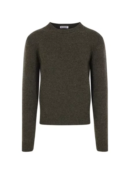 Pulover Jil Sander de lână cu decolteu rotund verde