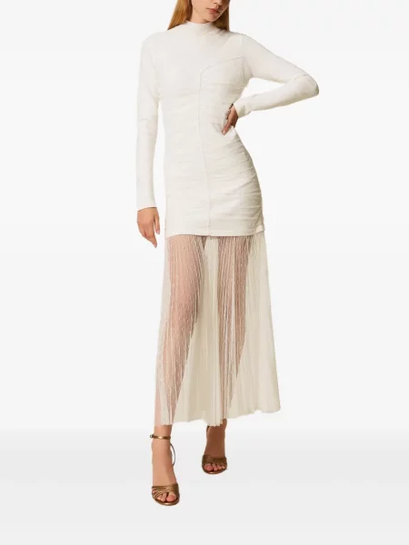 Rochie maxi Twinset tricotate de costum alb