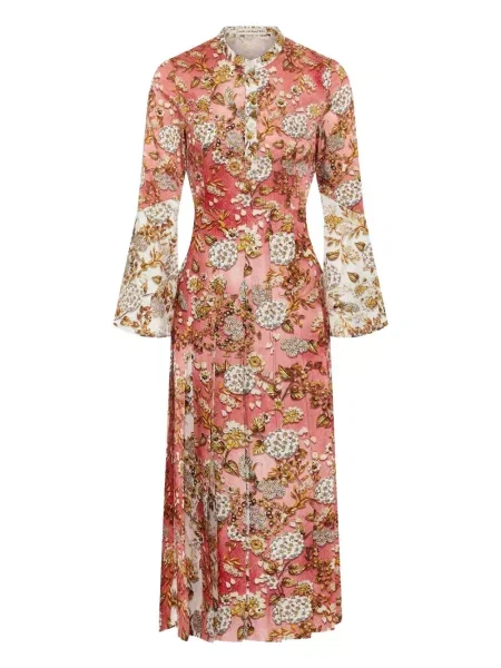 Sukienka Mary Katrantzou w kwiatki z nadrukiem plisowana różowa