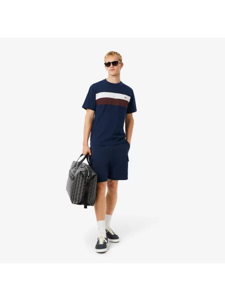 Lacoste Kolorowa Koszulka Z Dżerseju granatowy