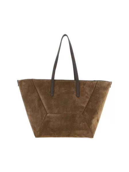 Shopperka Brunello Cucinelli zamszowa brązowa