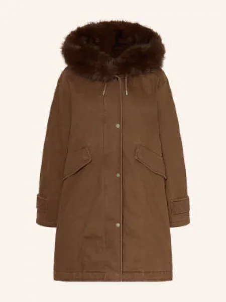 Marc O'polo Parka S Odnímatelnou Umělou Kožešinou / tmavě hnědá