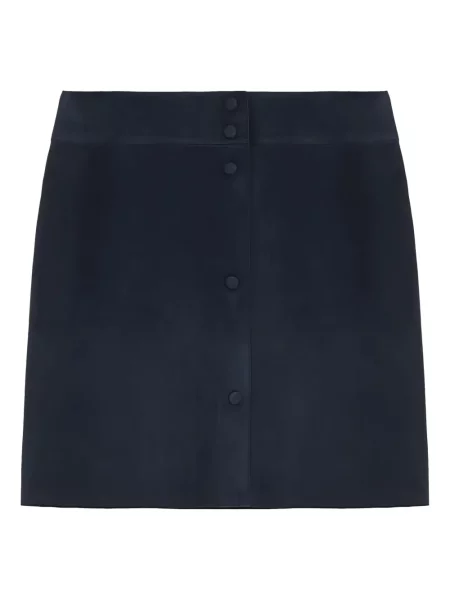 Fustă Yves Salomon din piele de căprioară albastru