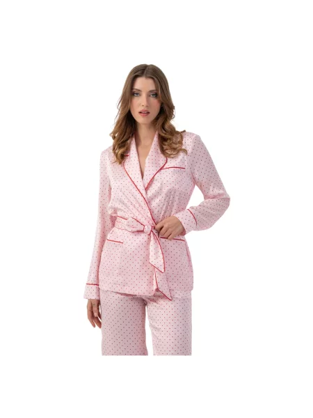 Jedwabna kurtka Kocca w grochy różowa