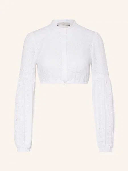 Johann & Johanna Bluzka Bawarska Z Perforowaną Koronką weiss biała