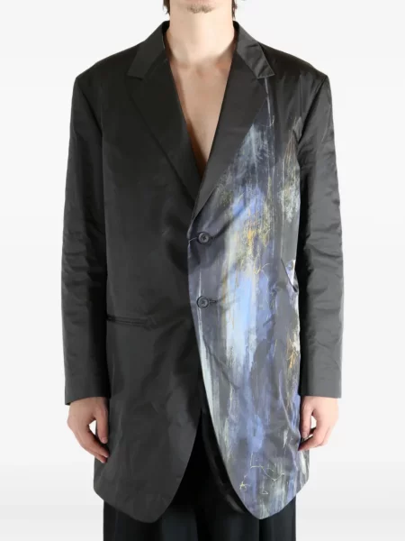 Яке Yohji Yamamoto с принт с абстрактен десен черно