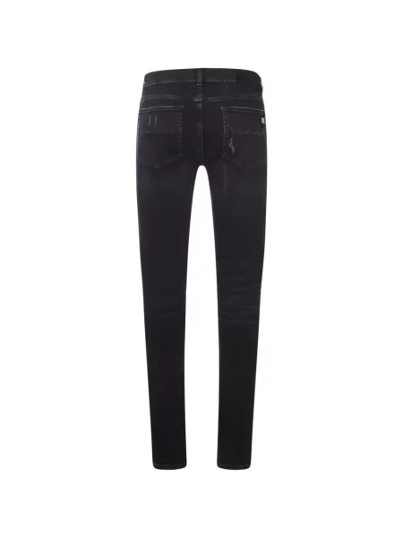 Skinny jeansy skinny Amiri z przetarciami czarne
