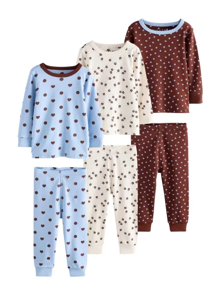 Next Pijamale crem / deschis / ciocolatiu albastru
