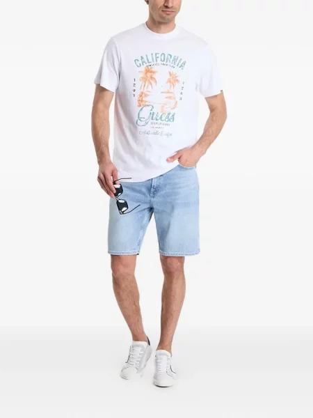 Pantaloni scurți din denim Guess albastru