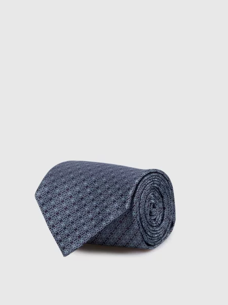 Краватка із шовку у візерунок Stefano Ricci синя