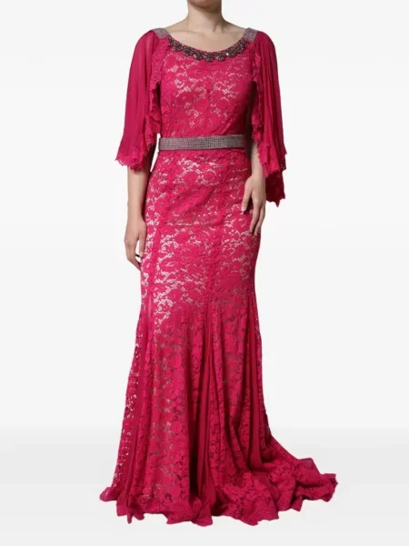 Rochie maxi Dolce & Gabbana din dantelă roz