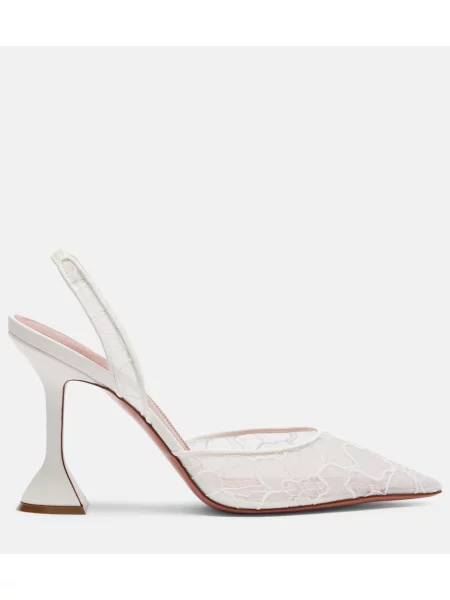 Pantofi cu toc Amina Muaddi din piele slingback alb