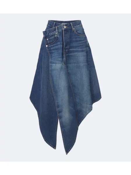Fustă din denim Jw Anderson asimetrică drapată albastru
