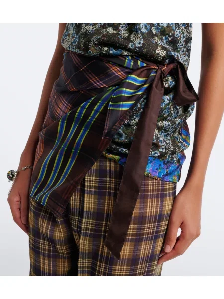 Top Dries Van Noten de mătase cu imagine cu gât halter