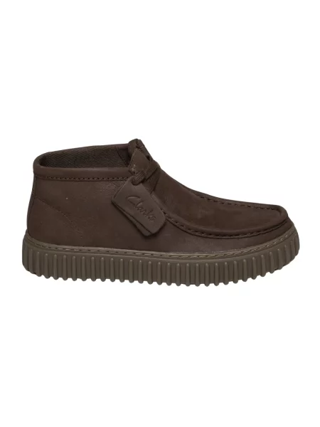 Botki Clarks skórzane brązowe