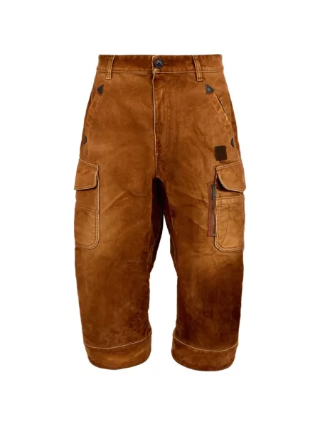 Pantaloni Dsquared2 din piele de căprioară maro
