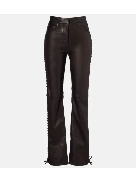 Pantaloni Rotate din piele maro