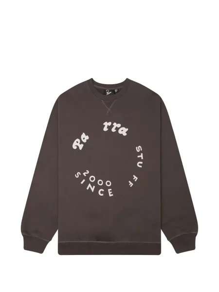 Hanorac crewneck By Parra cu imagine cu decolteu rotund maro