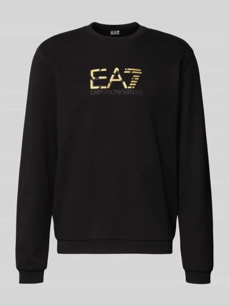 Emporio Armani Bluzy Mężczyzna L Felpa girocollo Premium Label in cotone Ea7 Emporio Armani czarny