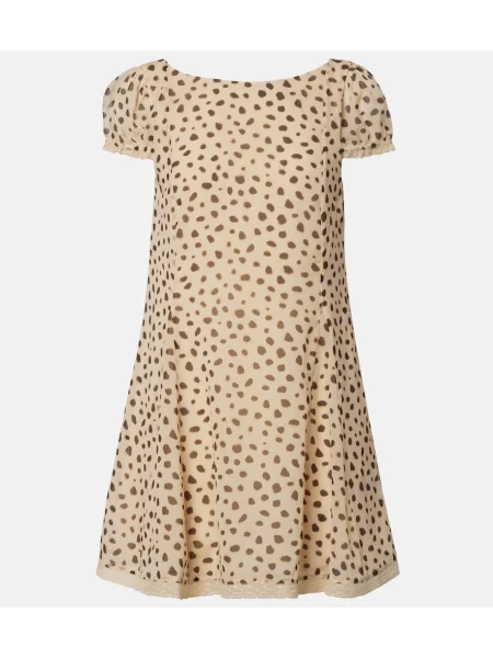 Rochie Posse de mătase cu imagine cu imprimeu animal print maro