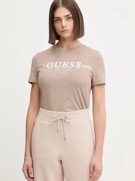 Тениска Guess BIBIA дамска бежово