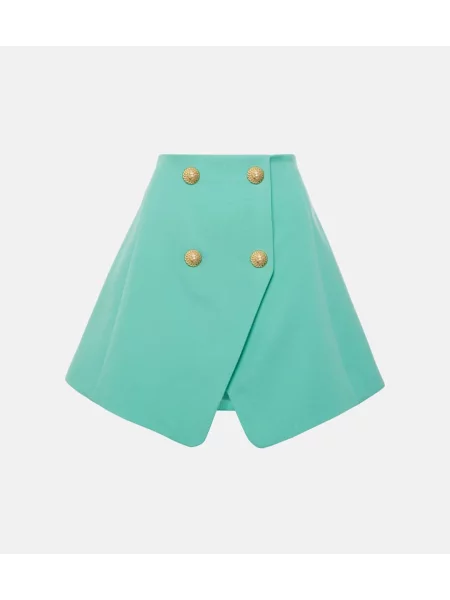 Fustă Balmain cu talie înaltă de lână verde