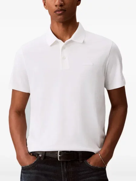 Tricou polo Calvin Klein cu autograf alb