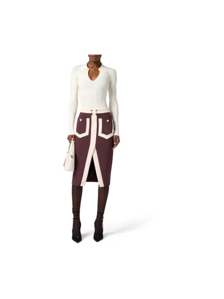 Dzianinowy lekki sweter Elisabetta Franchi biały