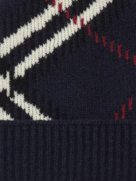 Căciulă Burberry din cașmir în carouri albastru