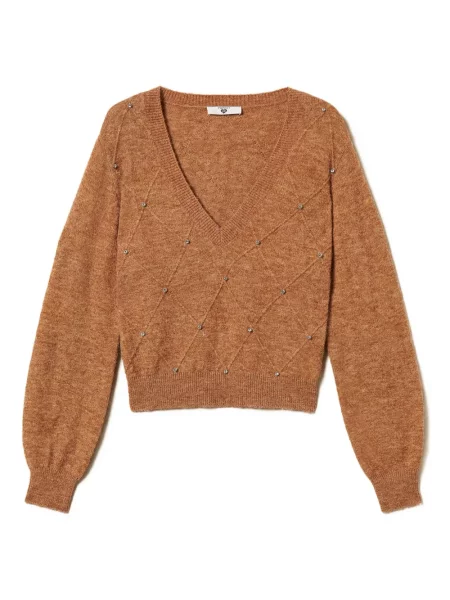 Pulover Twinset cu decolteu în V maro