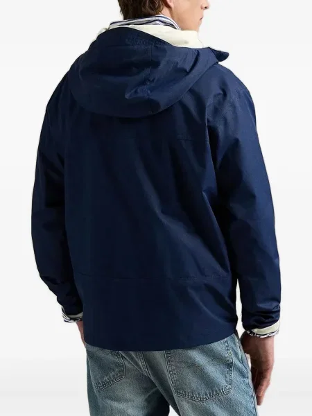 Iš natūralios odos siuvinėtas piniginė Polo Ralph Lauren su gobtuvu mėlyna