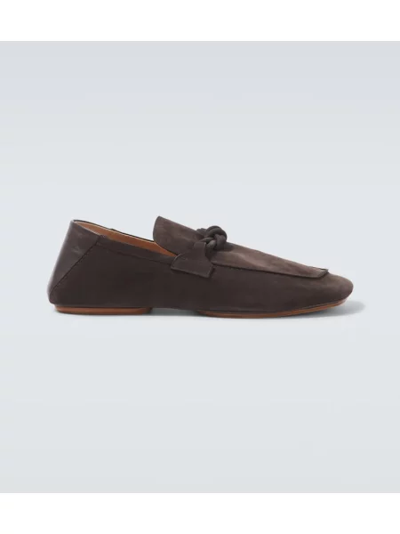 Pantofi loafer Bottega Veneta din piele de căprioară maro